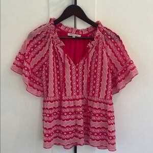 Joy Joy hot pink embroidered top XS